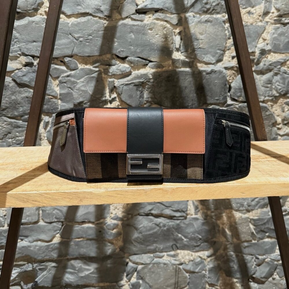 Fendi SS20 Forever Mixed Canvas Crossbody FF Baguette Belt Bag